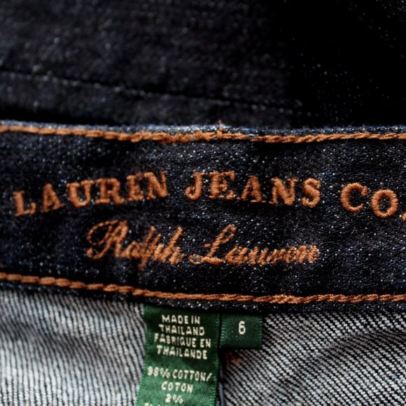Lauren Jeans Co RALPH LAUREN Size 8 Straight Leg High Rise Dark Jeans 29" Length - Picture 4 of 5